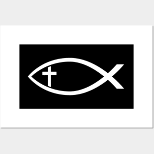 Ichthus with Cross Christian Fish Symbol Posters and Art